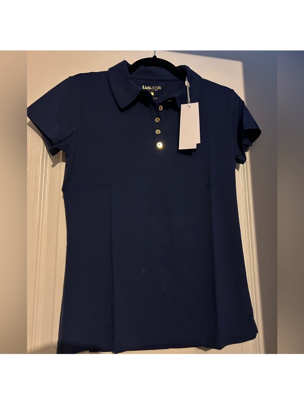 Lilly Pulitzer Frida Navy Scallop Polo Top Size Large New